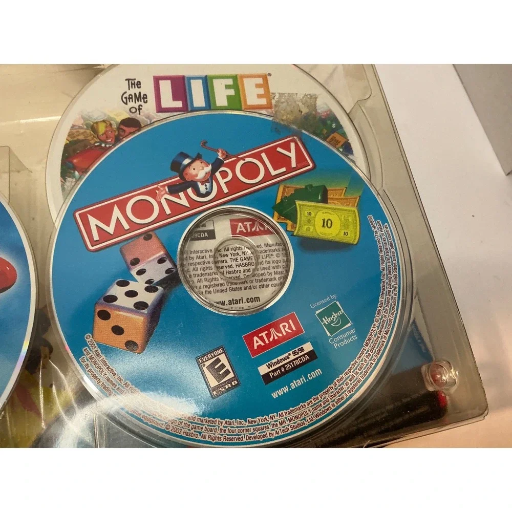 Atari Vintage Y2K PC Games 3 Pack RollerCoaster Tycoon Monopoly Life‎ CD-ROM